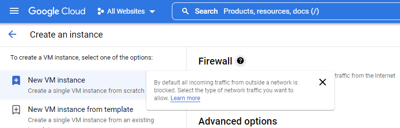 Google Cloud Firewall Tooltip